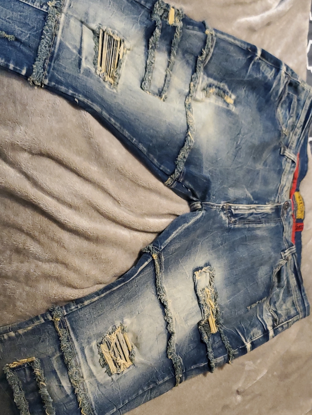 Distressed Blue Ripped Denim Jeans